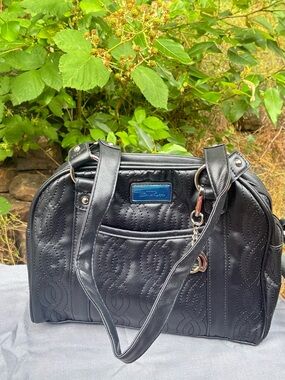 Black Quilted Shoulder Bag with Dual Straps